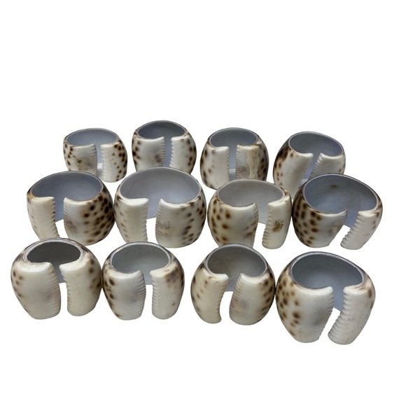 Tiger Cowrie Shell | Brown, White | Napkin Rings | Set Of 4 | Size 2” - Picture 3 of 10